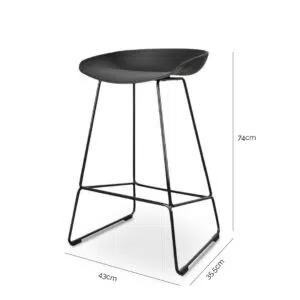 Savannah 65cm Bar Stool, black, modern minimalist design, sturdy steel frame, polypropylene seat, comfortable footrest.