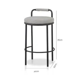 Seabrook 65cm Bar Stool Set, Coastal Grey, Durable Steel Frame, 100% Polyester Fabric, Comfort Backrest, Easy Assembly