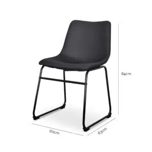 Black Modern Dining Chair Set of 2 Minimalist Steel Frame