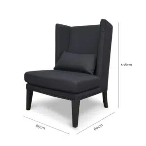 Nova Lounge Chair in Black, sleek design, cozy and stylish seating with padded seat and winged back.
