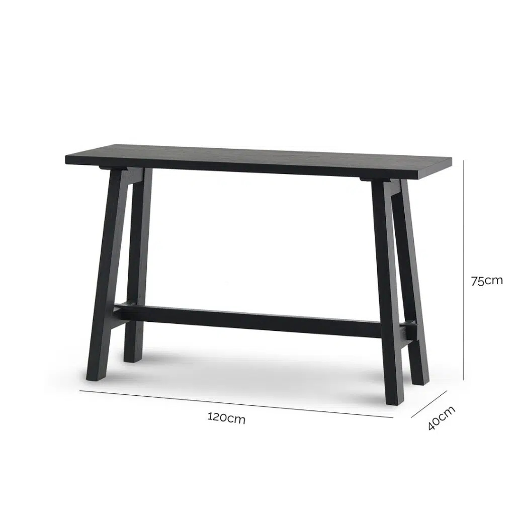 Elegant 1.2m Black Wood Console Table, Durable Design, Modern Aesthetics