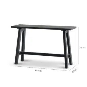 Elegant 1.2m Black Wood Console Table, Durable Design, Modern Aesthetics