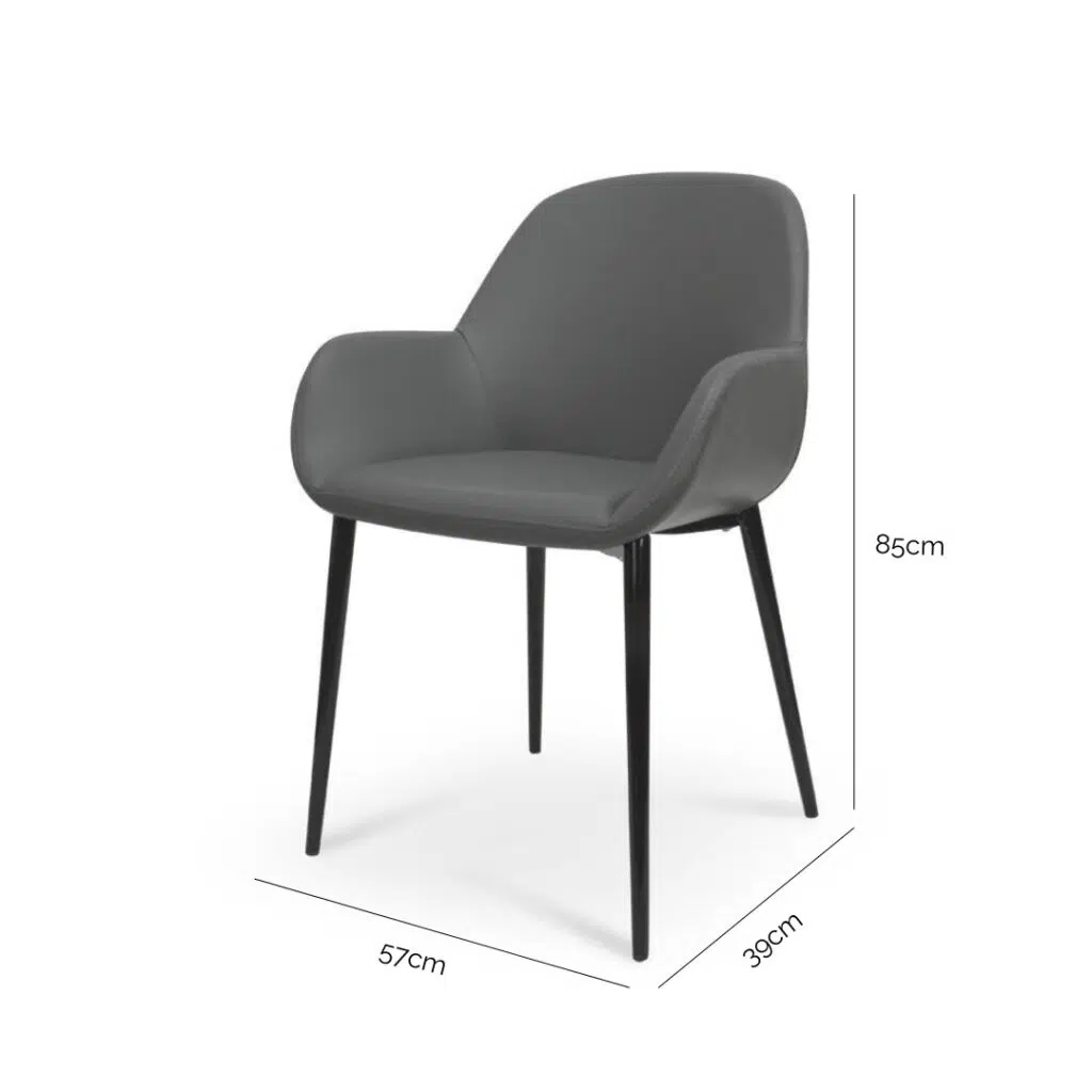 Eclipse Dining Chair Charcoal Grey Modern Design Wide Seat Black Legs