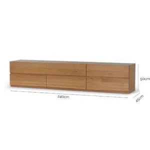 Vista 2.4m TV Unit Messmate Wood 6 Drawers