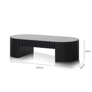 Luna 1.3m Oval Coffee Table, Black Oak Veneer, Modern Design