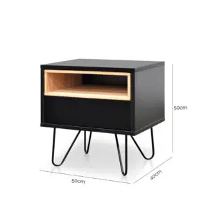 Luna Black Bedside Table Modern Design Wide Shot