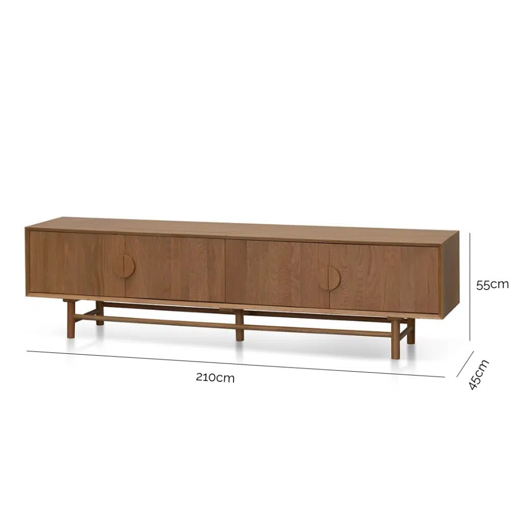 Sleek 2.1m TV Unit in Natural Oak, Retro Design