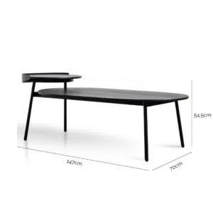 Modern black veneer coffee table with metal frame
