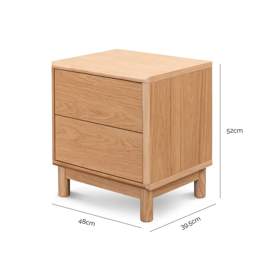 Haven bedside table natural oak, compact design with drawers