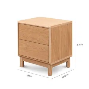Haven bedside table natural oak, compact design with drawers