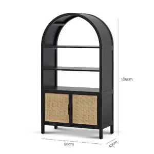 Nova Storage Cabinet Black 165cm H Rattan Doors