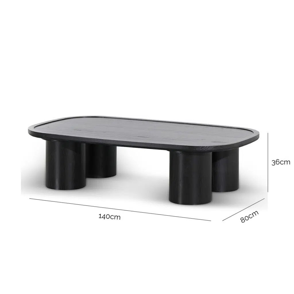 Black Oak Coffee Table 1.4m Modern Design