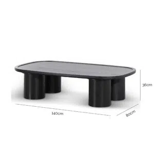 Black Oak Coffee Table 1.4m Modern Design