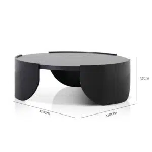 Orion 1.1m Round Black Coffee Table Modern Legs