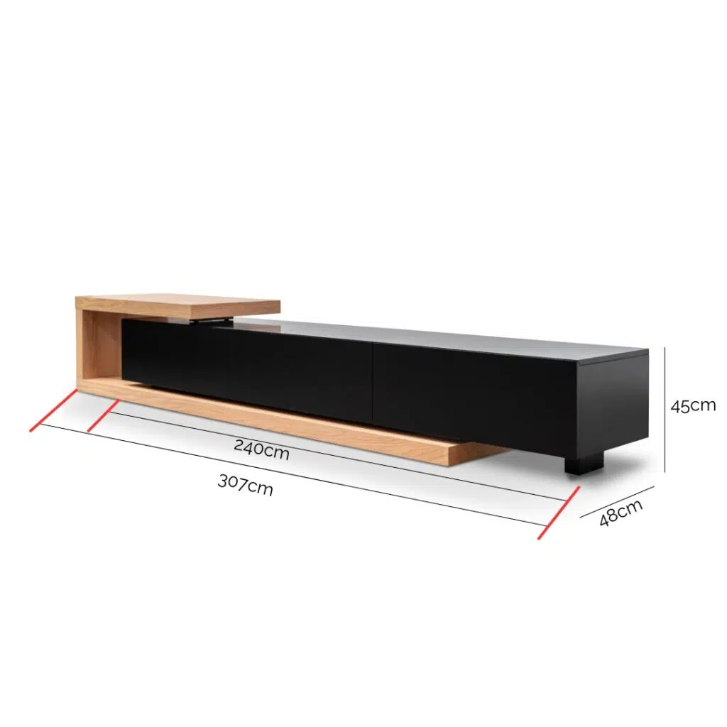 Harmony 2.4m TV Unit Oak Black Modern Design