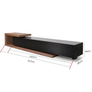Nova Extendable TV Unit Walnut Black Matt Sleek Design