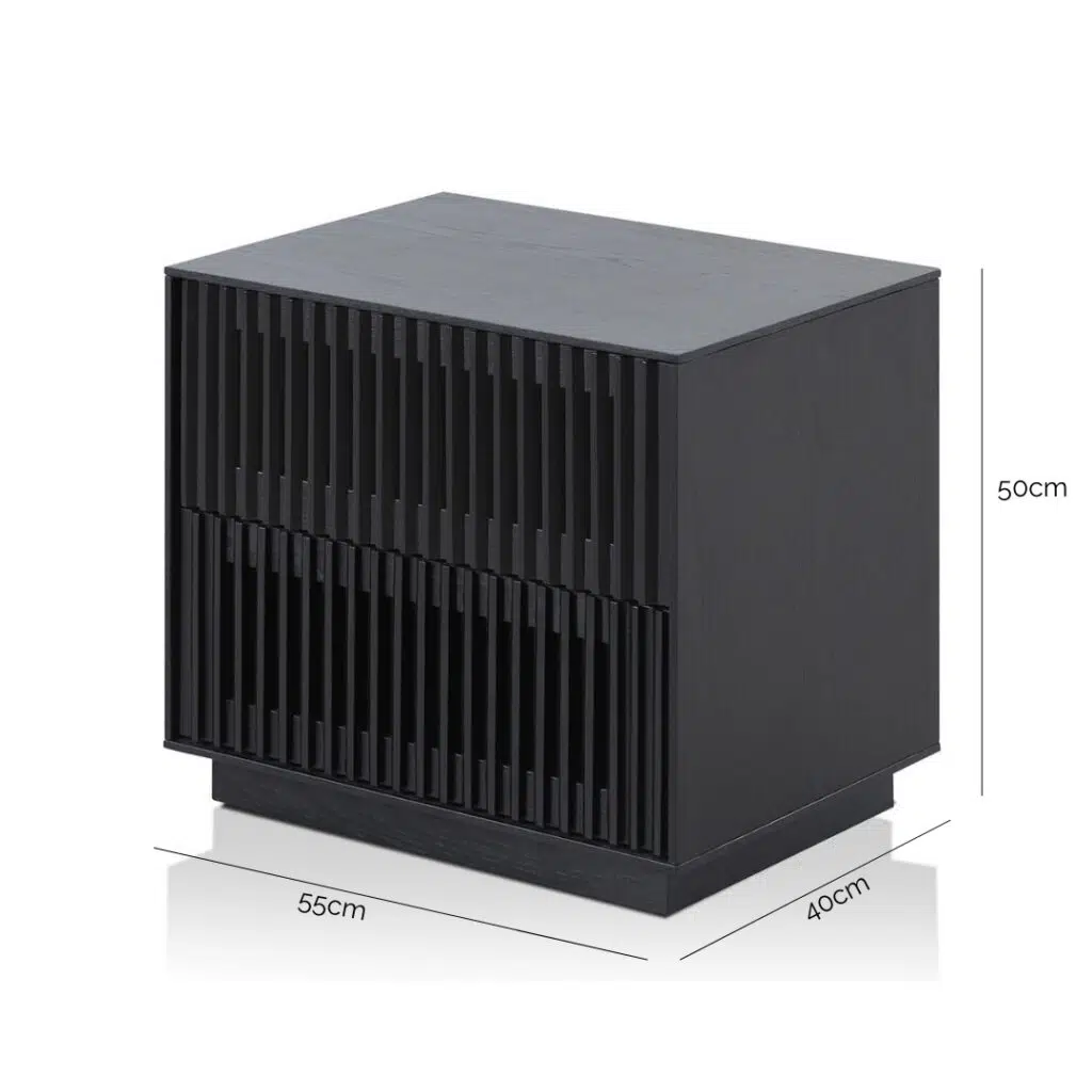 Nova Full Black Bedside Table with Ash Veneer