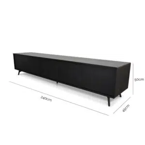 Savanna 2.4m TV Unit in Black Oak, Spacious Storage