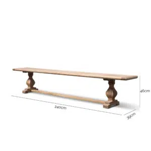 Atlas 2.4m Elm Bench, Natural, Rustic Charm Indoors/Outdoors