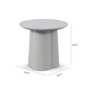 Light Grey Round Side Table, Modern Curved Design