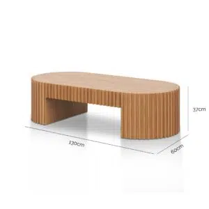 Natural Oak 1.3m Coffee Table, Reed Design, Stable Base