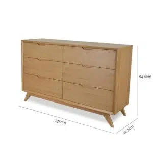 Sleek Scandinavian 6-drawer chest, natural oak, spacious storage