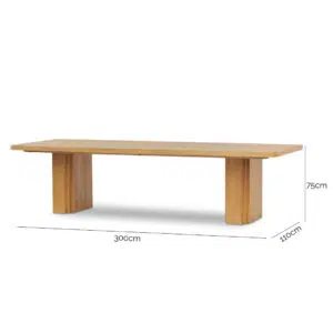 Elegant 3m Elm Wood Dining Table, Seats 8-10