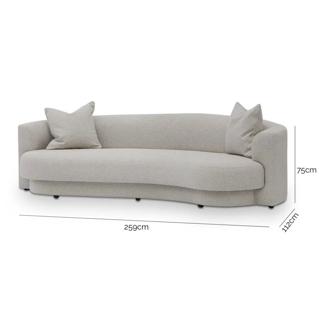 Luna 3-Seater Sofa in Sand, Elegant Design, Durable Pine Wood Frame, Spacious Seating