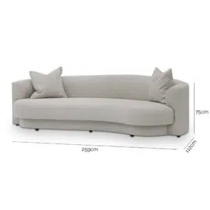 Luna 3-Seater Sofa in Sand, Elegant Design, Durable Pine Wood Frame, Spacious Seating