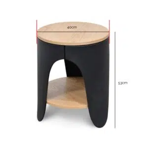Eli Side Table Nat Wood Black Modern Sleek Design