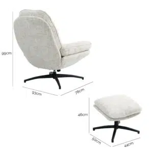 Elegant Accent Chair with Footstool, Swivel and Tilt, Beige Polyester Fabric, Modern Design