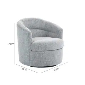 Zoey Swivel Chair Taupe Textured Fabric Black Base