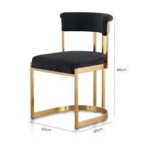 Luna Black Velvet Dining Chair Gold Base Elegant Design