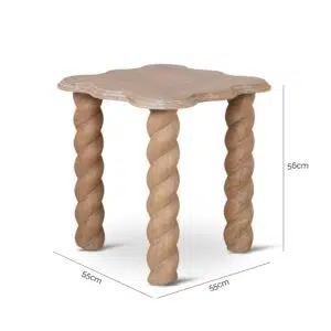 Sleek 55cm Natural Side Table with Spiral Legs