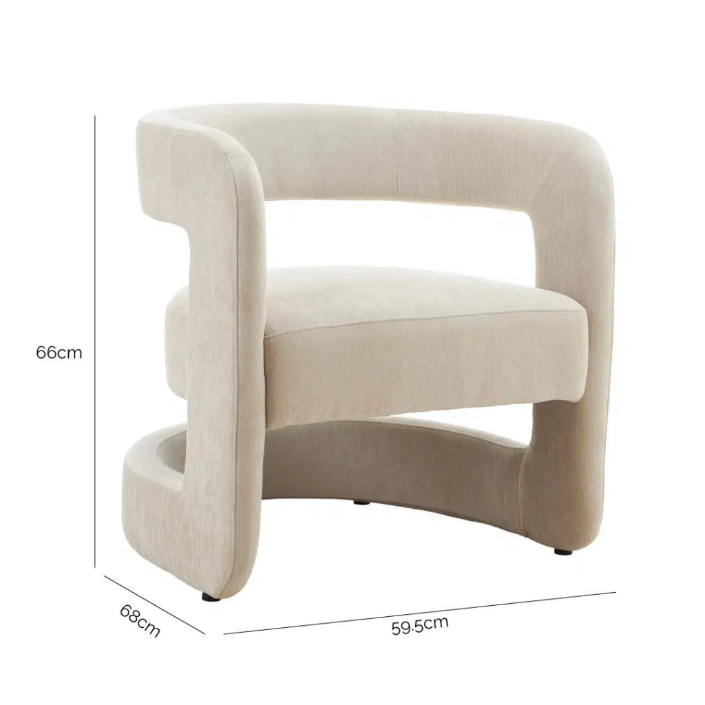 Beige Accent Chair, Ergonomic with Thick Padding