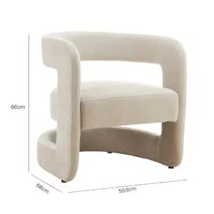 Beige Accent Chair, Ergonomic with Thick Padding