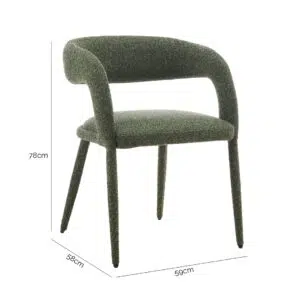 Pine Green Dining Chairs, Set of 2, Modern Design