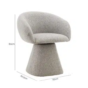 Fossil Grey Swivel Dining Chair, Modern Design, Comfortable Seat, Durable Steel Frame