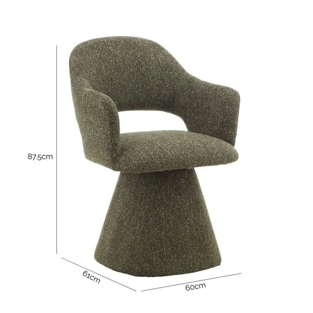 Pine Green Swivel Dining Chair, Sleek Design, Durable Fabric, Comfortable Seating