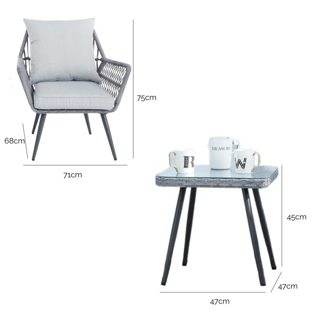 Isaac Outdoor Lounge Set 3-Piece Compact Durable Balcony Patio Urban