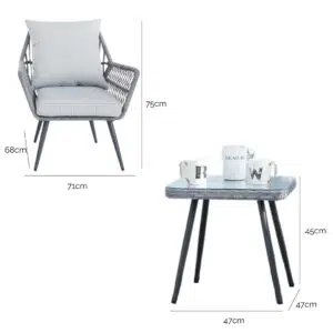 Isaac Outdoor Lounge Set 3-Piece Compact Durable Balcony Patio Urban