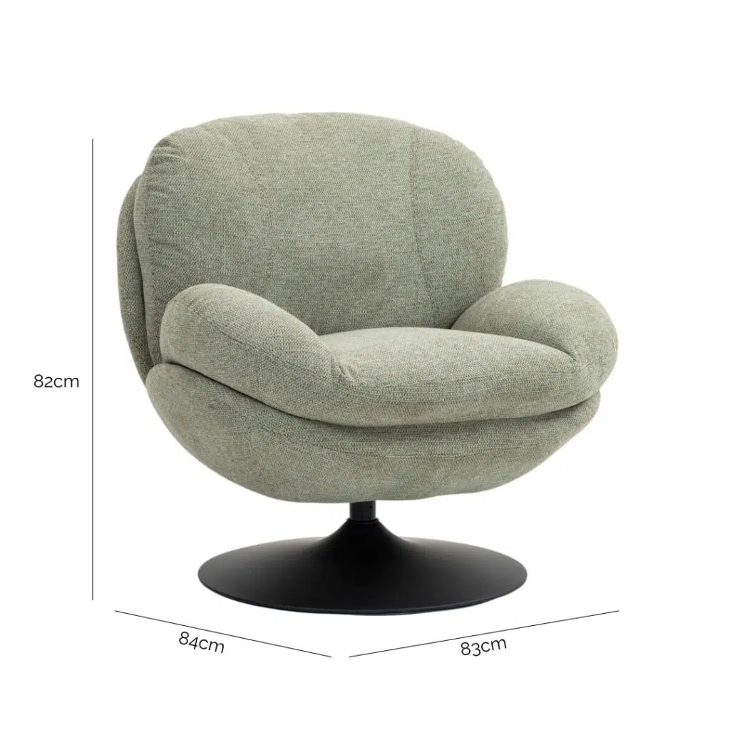 Moss Swivel Chair, Luxurious Comfort, Durable Steel Base
