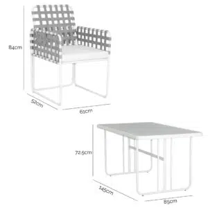 Hester 5-Piece Outdoor Dining Set with Glass Table & Weather-Resistant Grey Upholstery