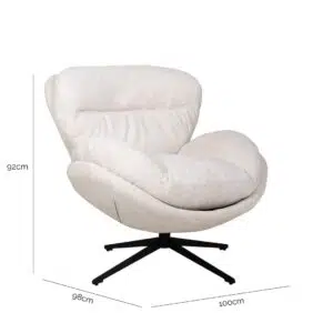 Beige Roland Swivel Chair, Luxurious Comfort, Durable Steel Frame, 360-Degree Swivel