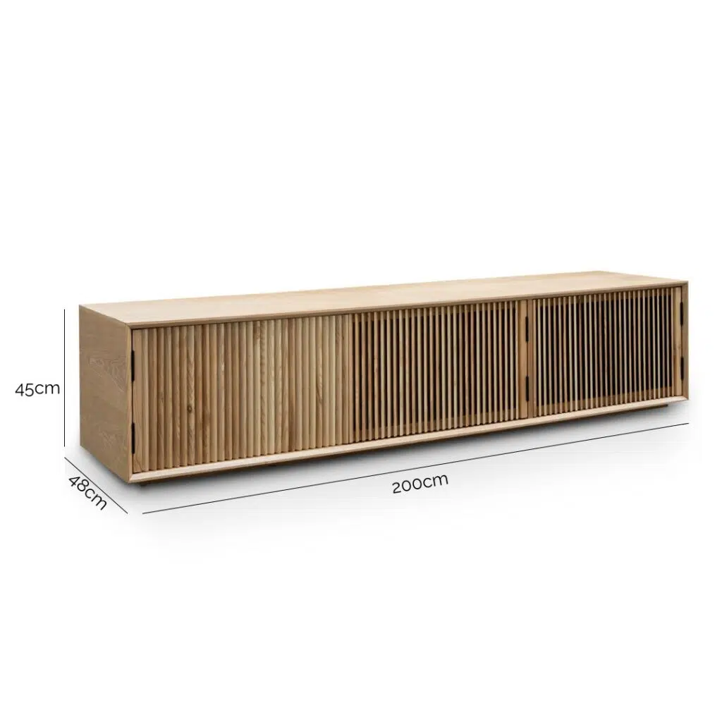 Dane 2m TV Unit in Natural Ash Veneer, Spacious Storage, Modern Design