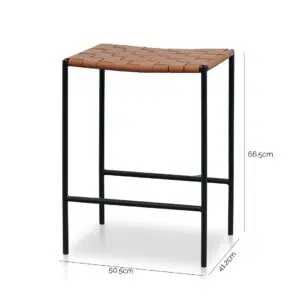 Black Frame Bar Stool Set Tan Leather Modern Design Stable Legs Non-Skid Protectors Compact Size Durable Steel