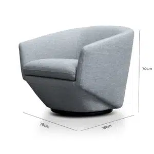 Ezra Swivel Lounge Chair, Light Grey, Modern Design, Cozy, 360 Swivel, Assembled