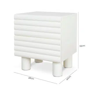 Rafi 48cm White Bedside Table with Drawers