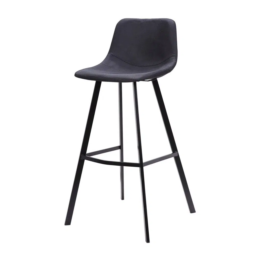 Black Fabric 80cm Bar Stool Set Modern Design