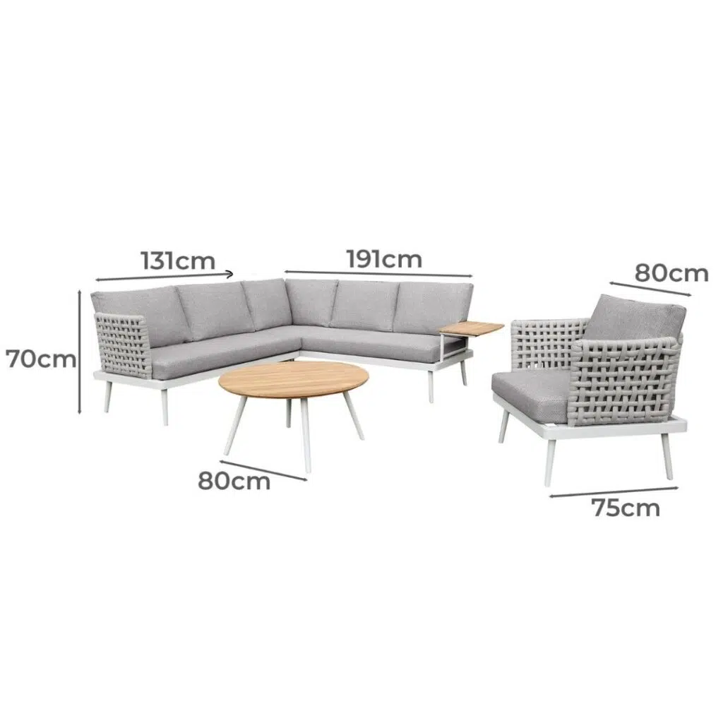Casey 4-Piece Outdoor Lounge Set UV-Resistant Gray